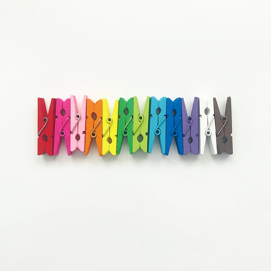 Rainbow Set of Mini Clothespins {11 pieces} -Dollar Section