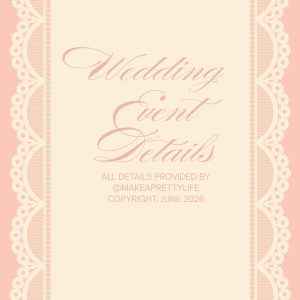 Wedding Event Details Sheet